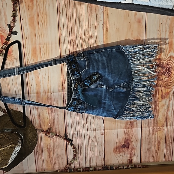 🎇NEW DESIGN! "ONE KIND DENIM Co." UPCYCLED DENIM JEANS FRINGED SHOULDER BAG $48 - Picture 11 of 11